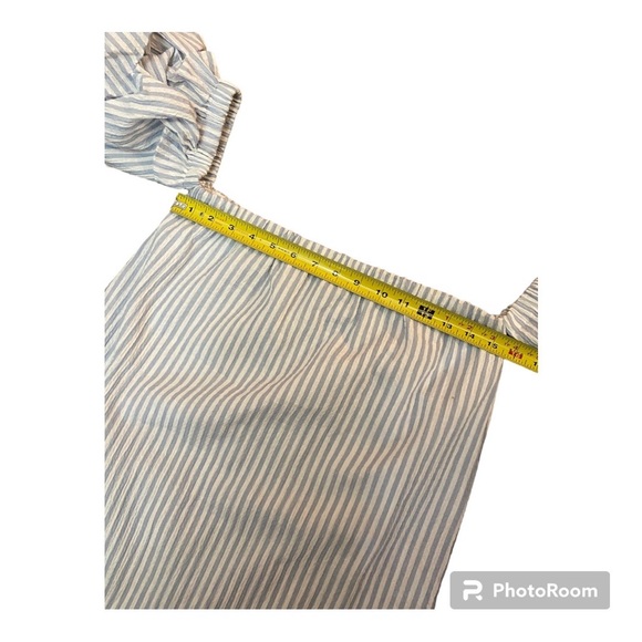 RAMPAGE Dress Chambray & White Stripe Puff Sleeves Seersucker Size Medium - Picture 10 of 11